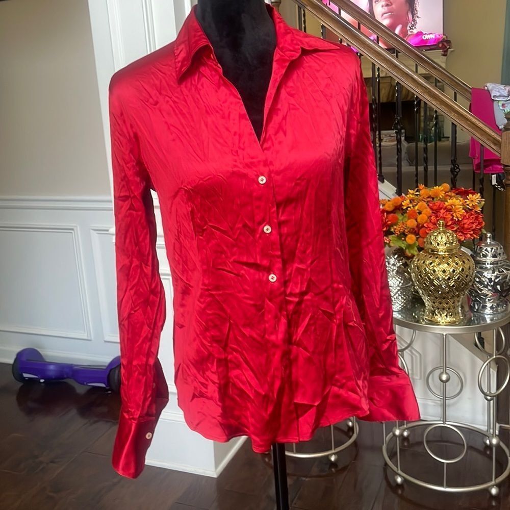 Red silk shirt